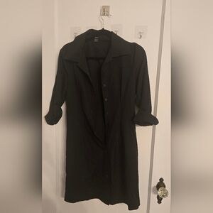 SHEIN Women's Elegant Black Button Down Shirt Dress